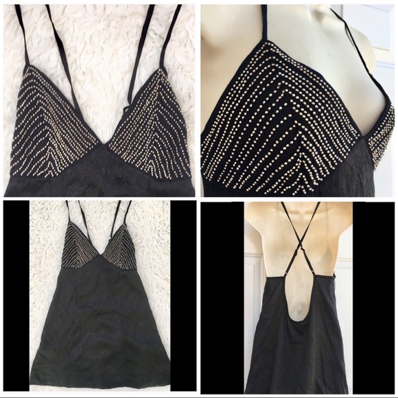 Free People Tops - ❤️ Free People Studded Plunging Satin Slip Dress M